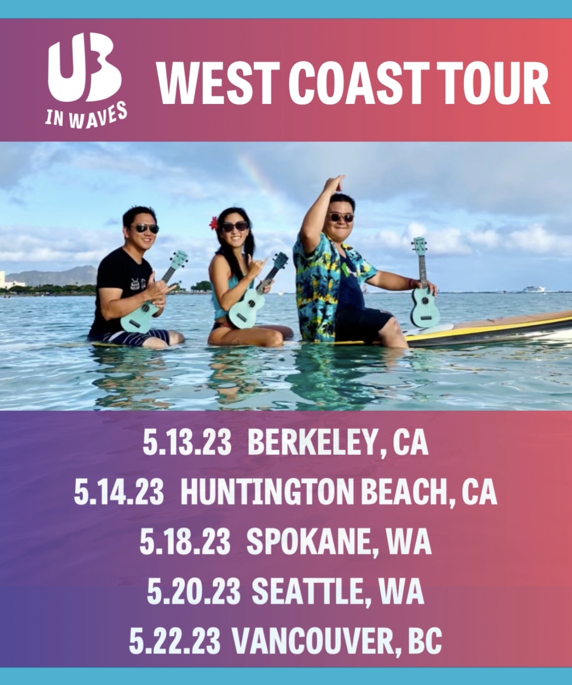 U3 trio Cynthia Lin, Abe Lagrimas Jr, Ukulenny West Coast tour 2023